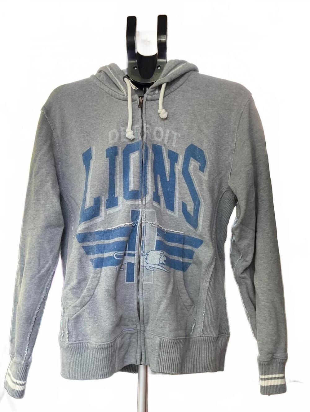 Nostalgia Mitchell & Ness Detroit Lions Gray Zip-Up Hoodie Size Medium